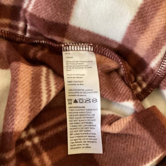 Eddie Bauer Microsoft Collared Brown & Cream Women’s Shirt Size M NWT - Picture 7 of 7